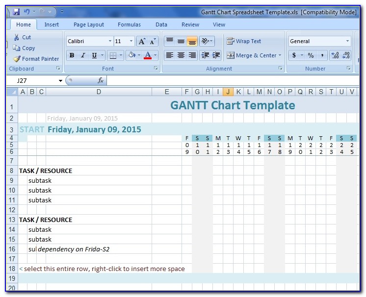 Download Gantt Chart Template Excel 2016