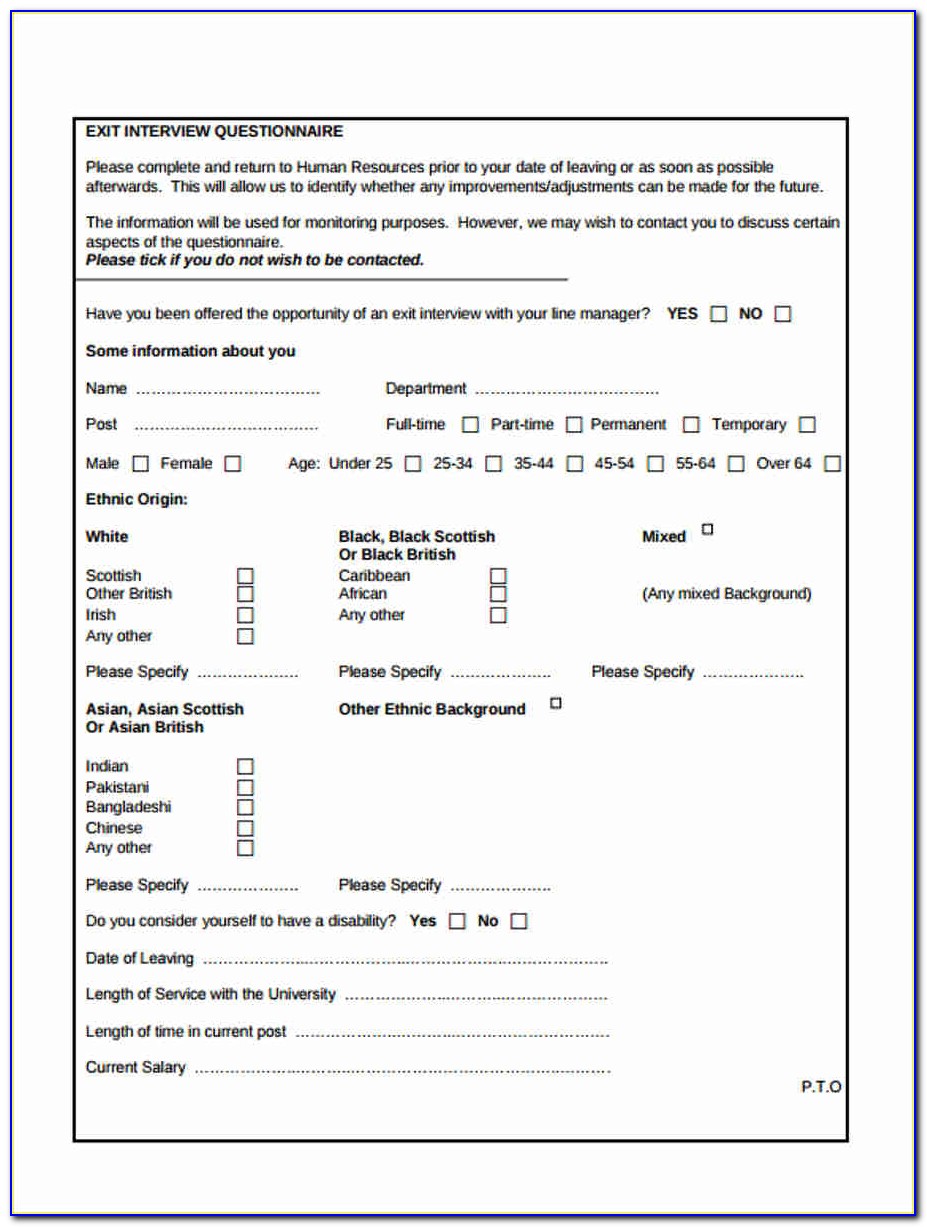 Employee Exit Interview Report Template