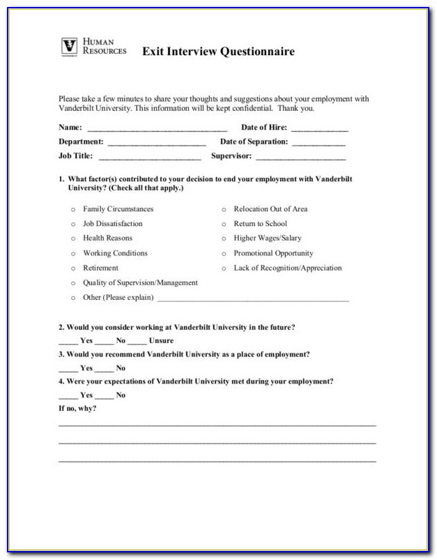 Employee Exit Interview Template Free