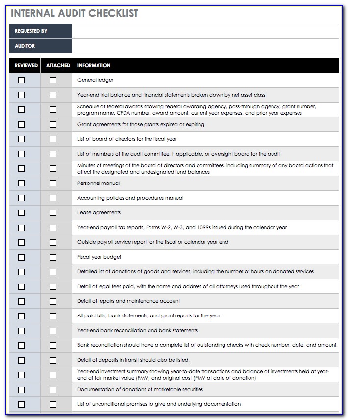 Example Of Financial Audit Checklist