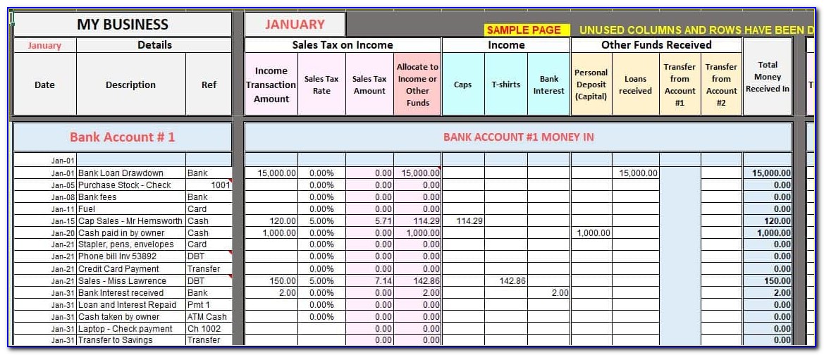 Excel Bank Account Ledger Template