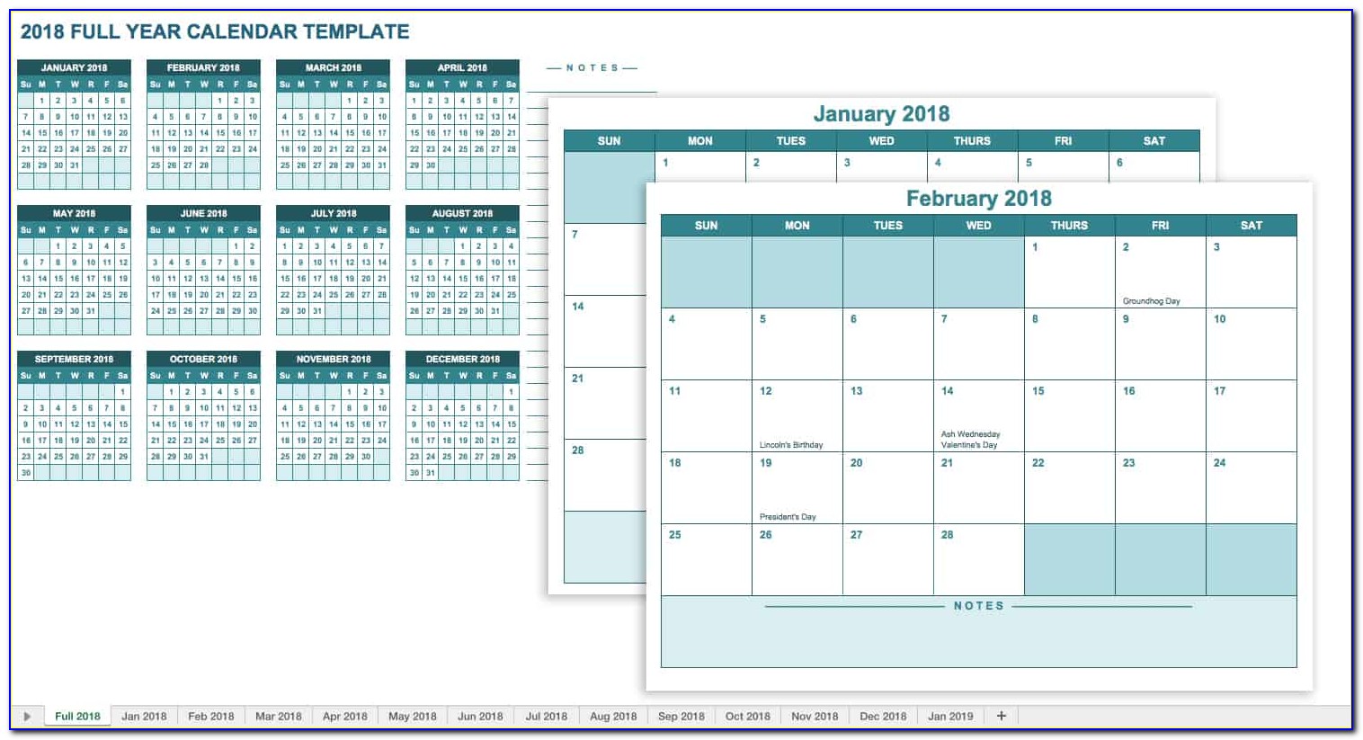Excel Calendar Planner Template 2019