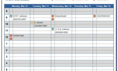 Excel Calendar Work Schedule Template