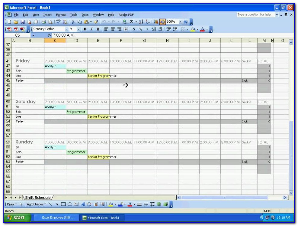 Excel Employee Shift Schedule Template
