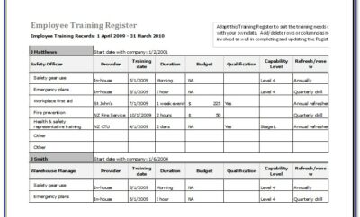 Excel Employee Training Database Template