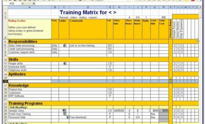 Excel Employee Training Matrix Template