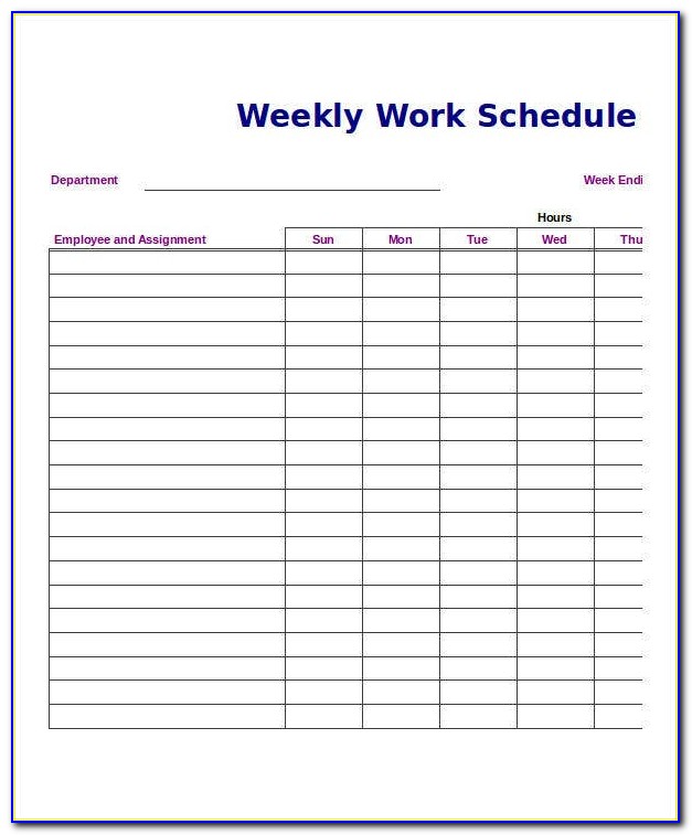 Excel File Schedule Template
