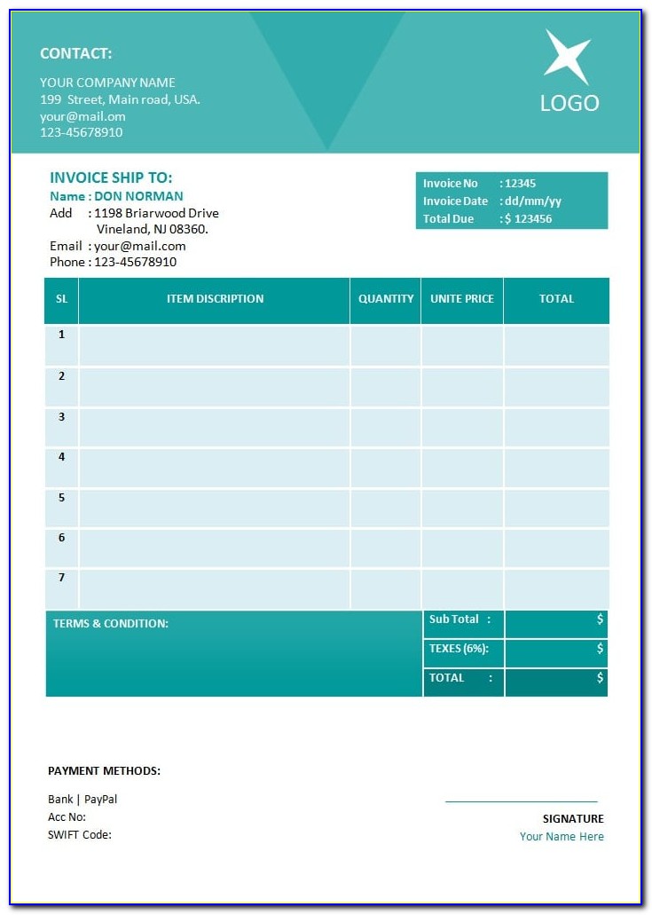 Excel Invoice Template For Mac Os X