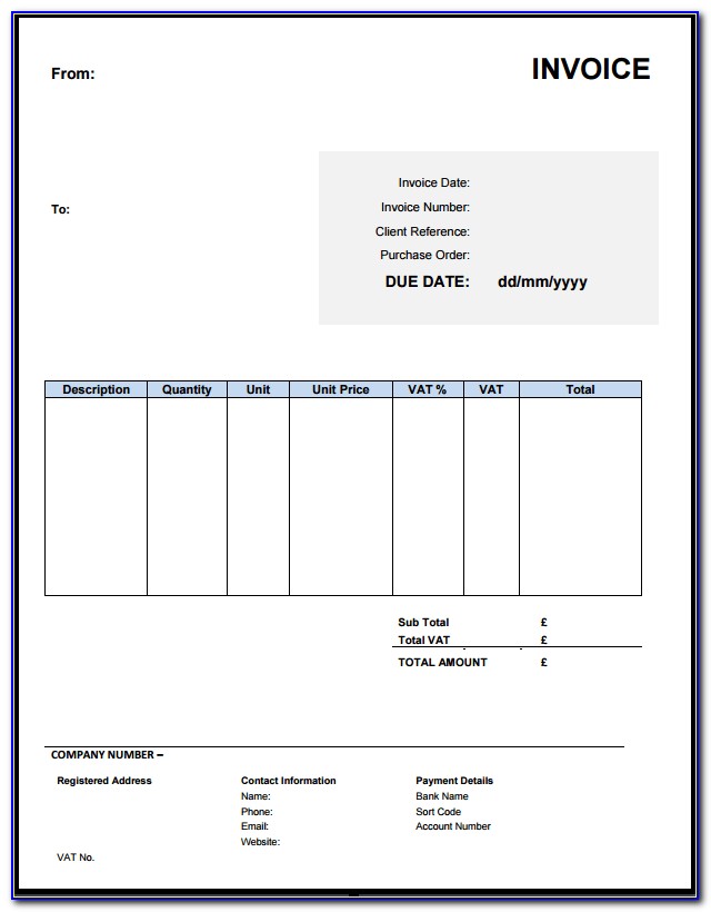 Excel Invoice Template Uk Free