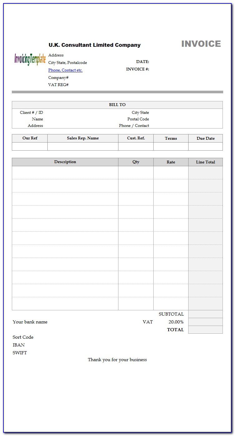 Excel Invoice Template Uk Vat