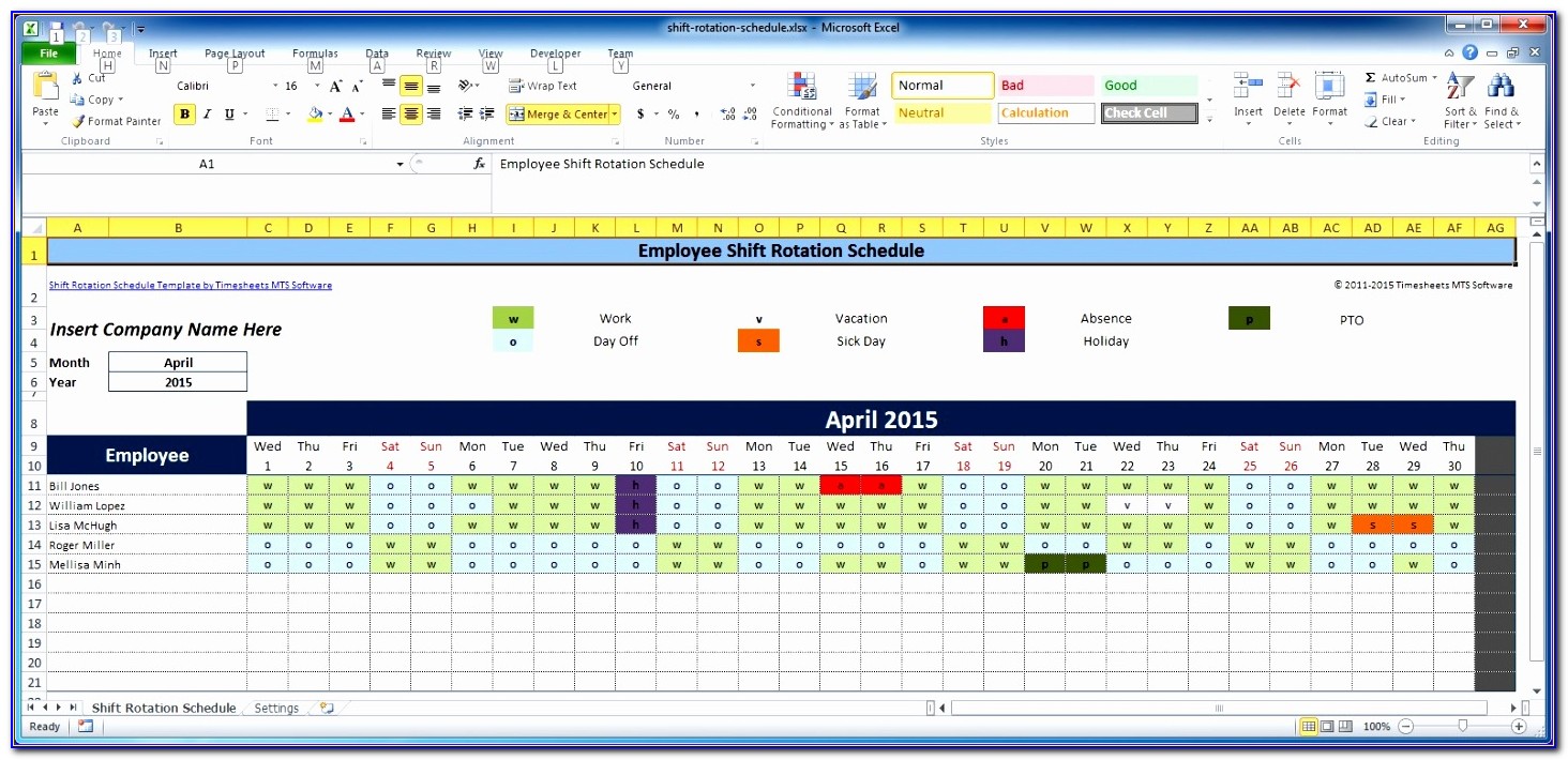 Excel Monthly Schedule Template 2017