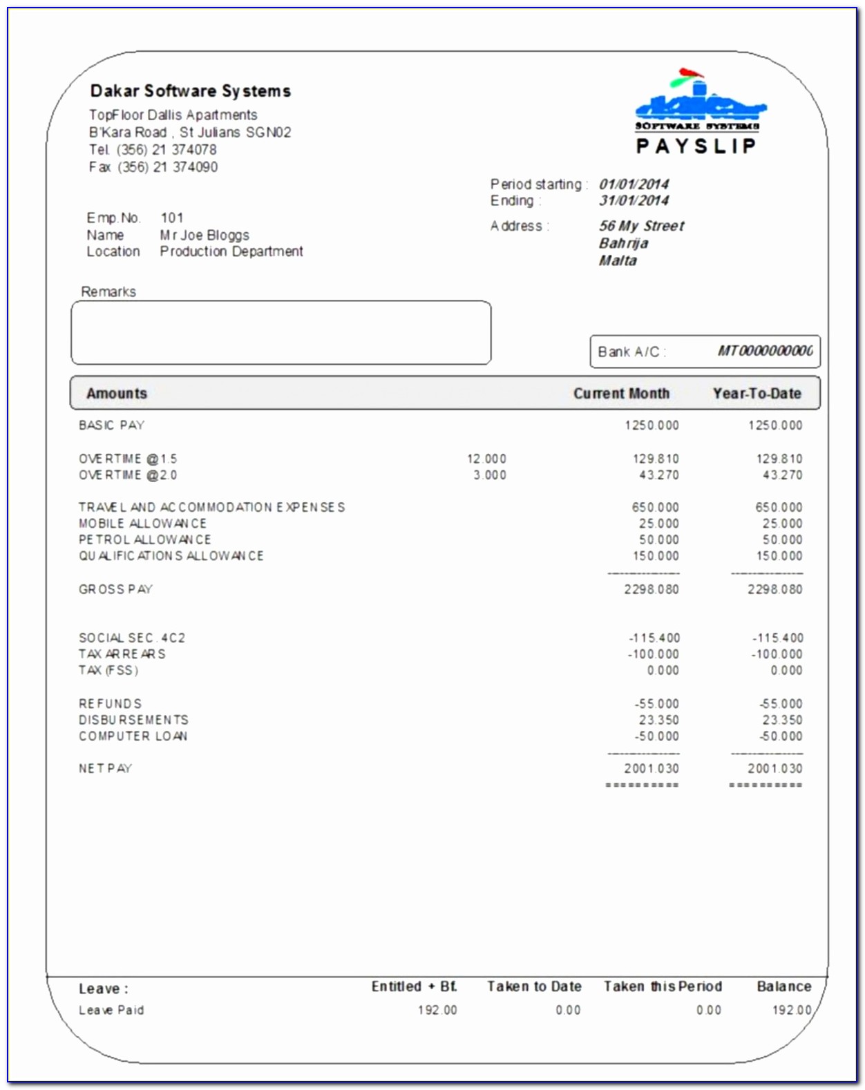 Excel Pay Stub Template Canada