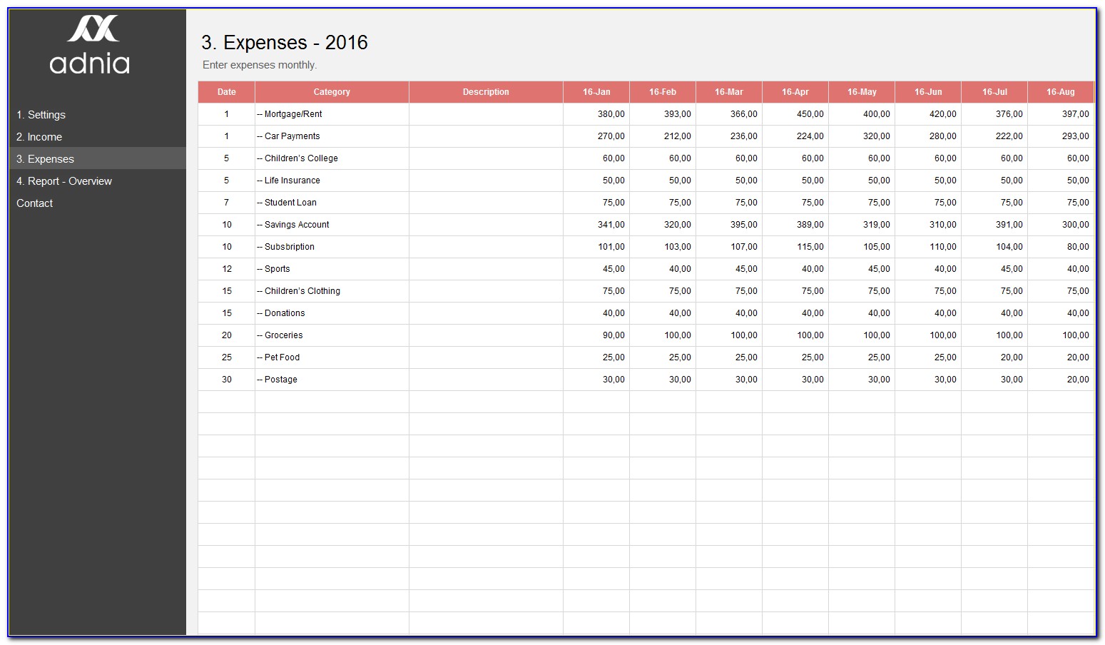 Excel Personal Expenses Template Uk