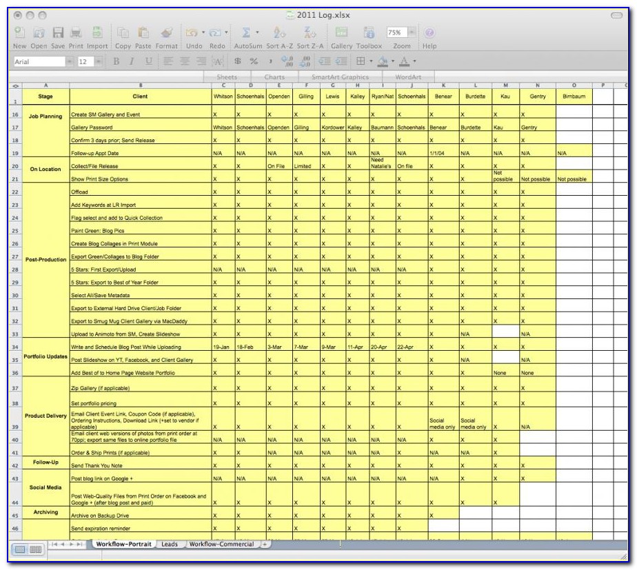Excel Process Workflow Template