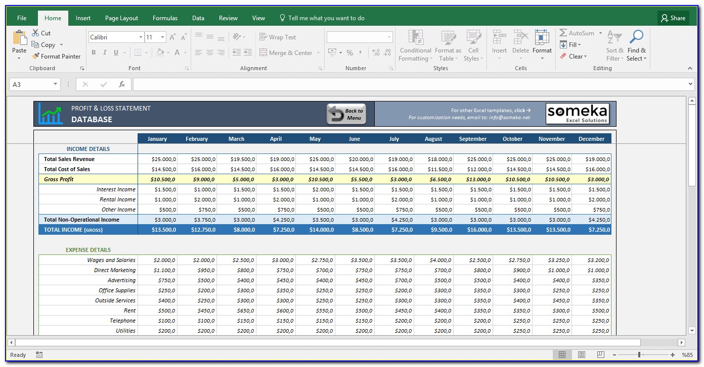 Excel Profit And Loss Spreadsheet Free