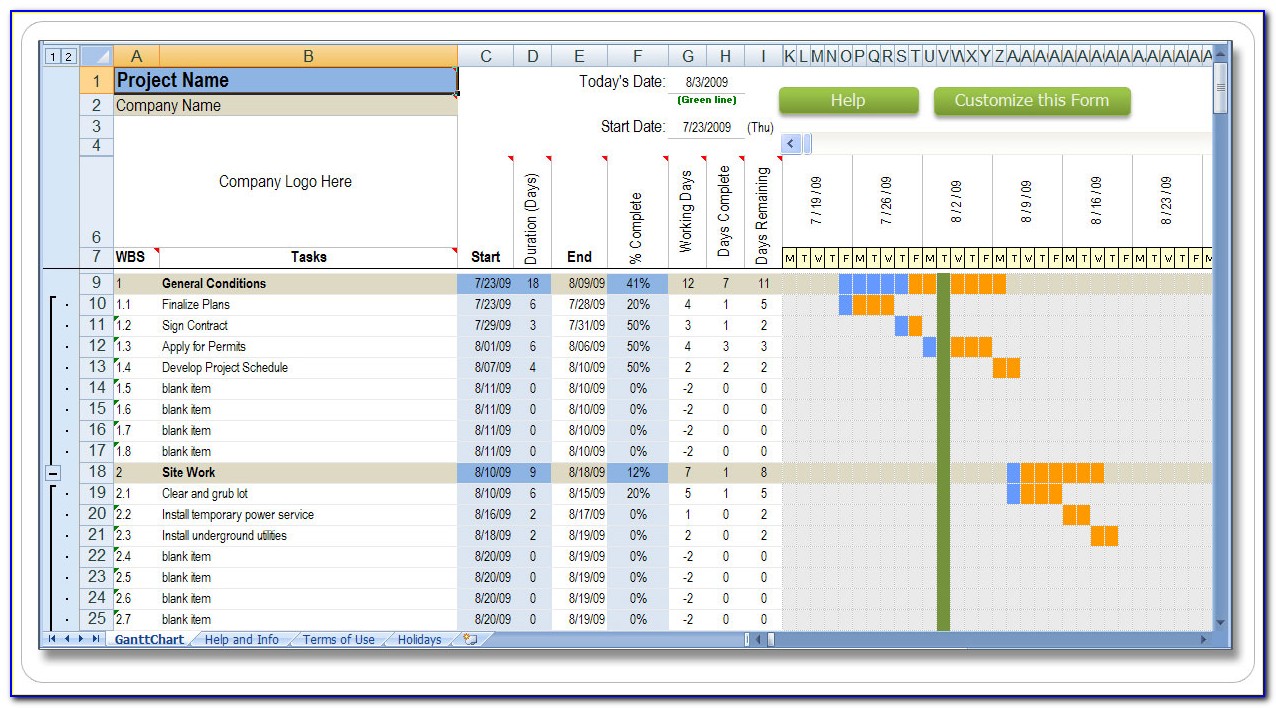Excel Project Schedule Template Free