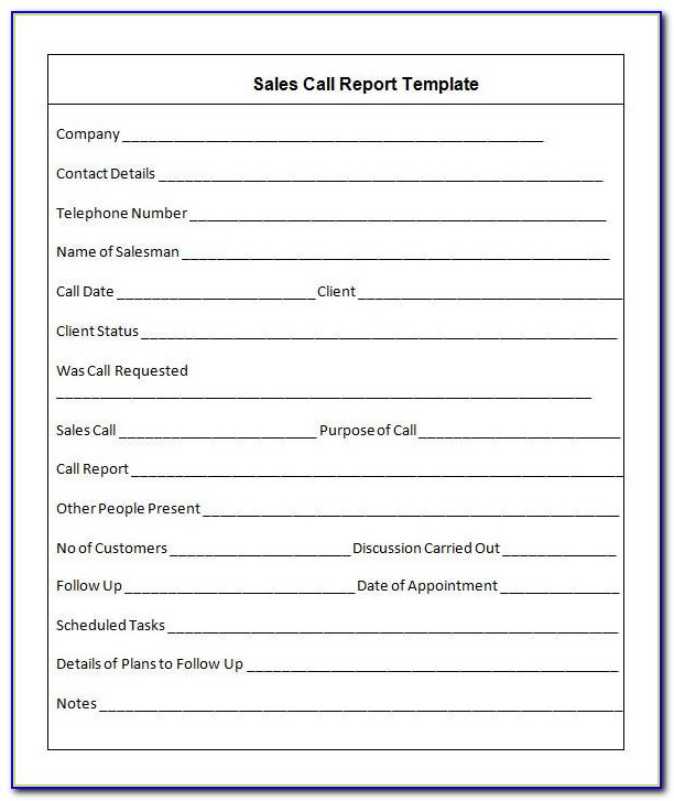 Excel Sales Call Report Template