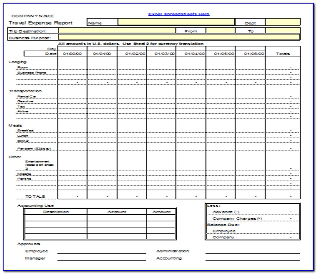 Excel Sheet Template Budget