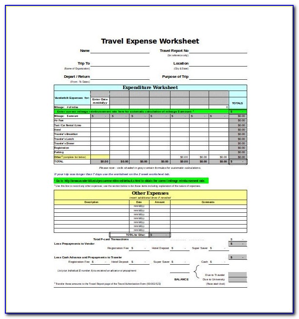 Excel Sheet Template For Expenses