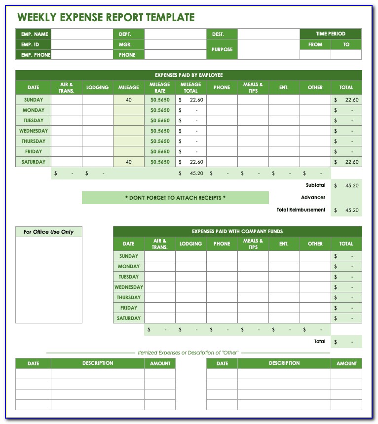Excel Sheet Template For Monthly Expenses