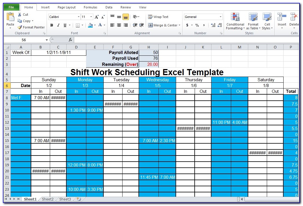 Excel Shift Schedule Template Weekly