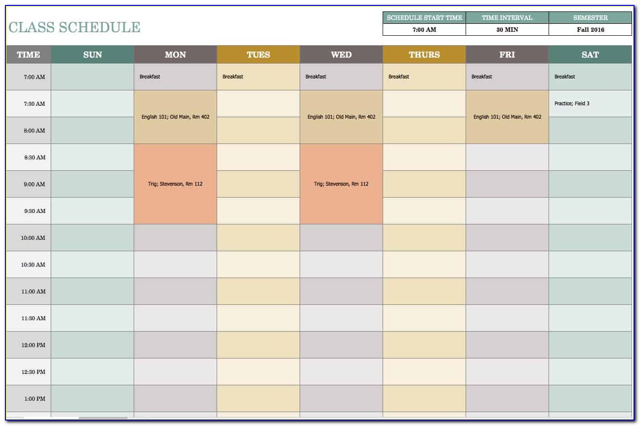Excel Spreadsheet Calendar Template 2019