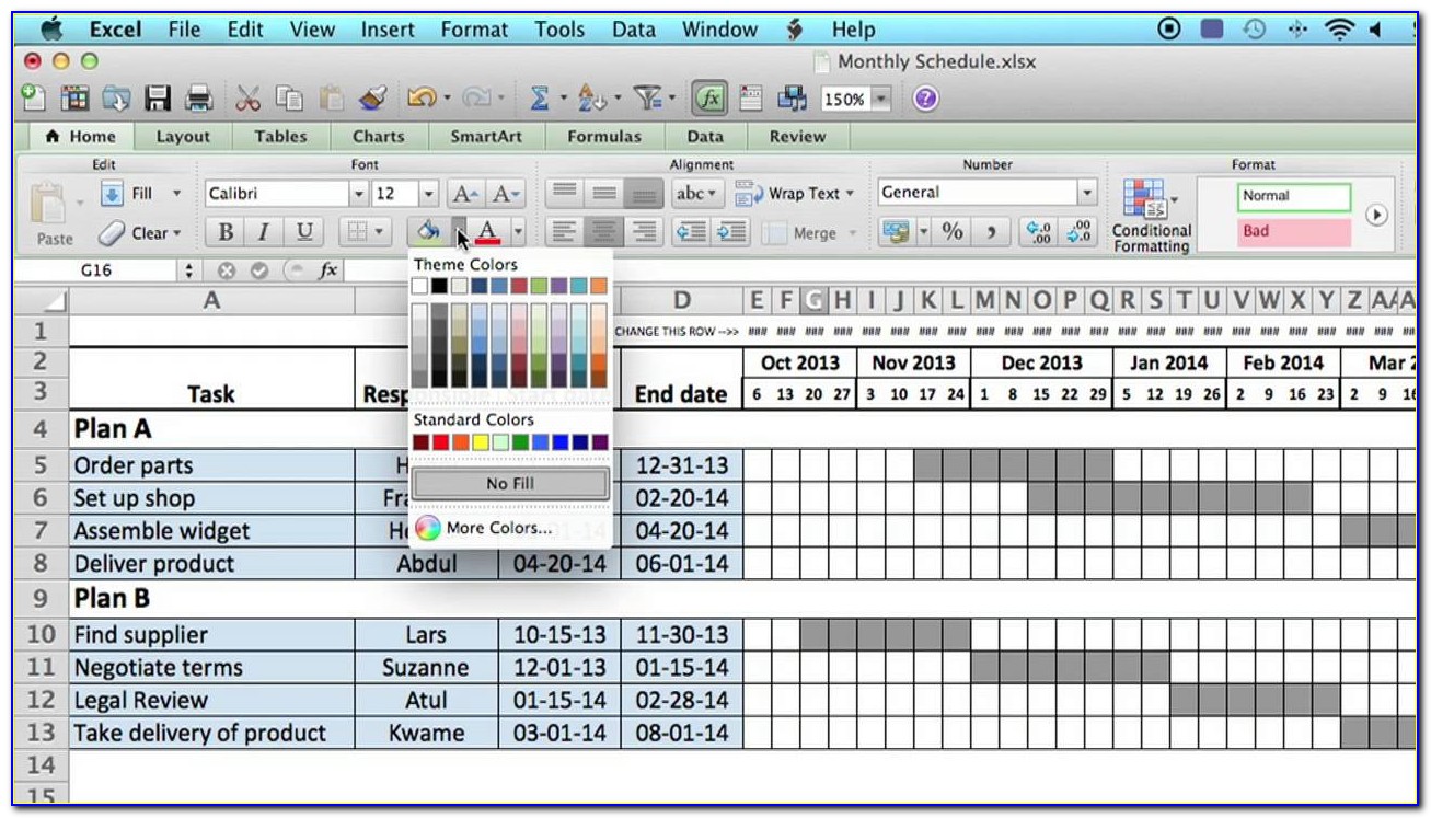 Excel Spreadsheet Project Tracker