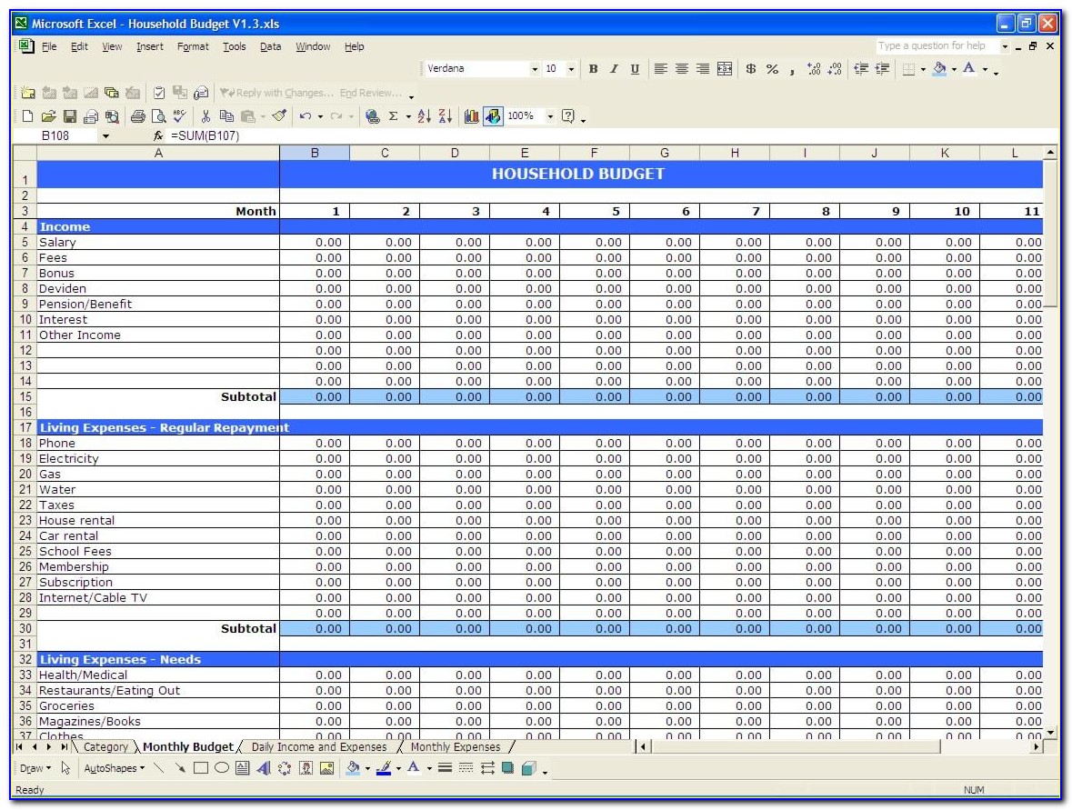 Excel Spreadsheet Template For Personal Expenses