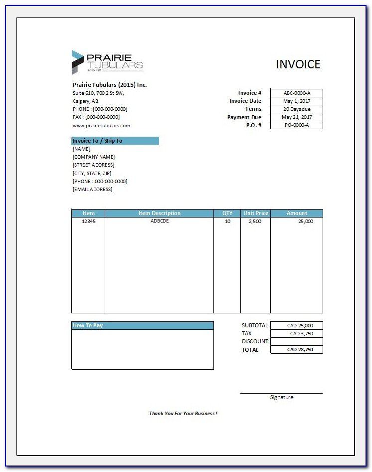 Excel Template For Commercial Invoice