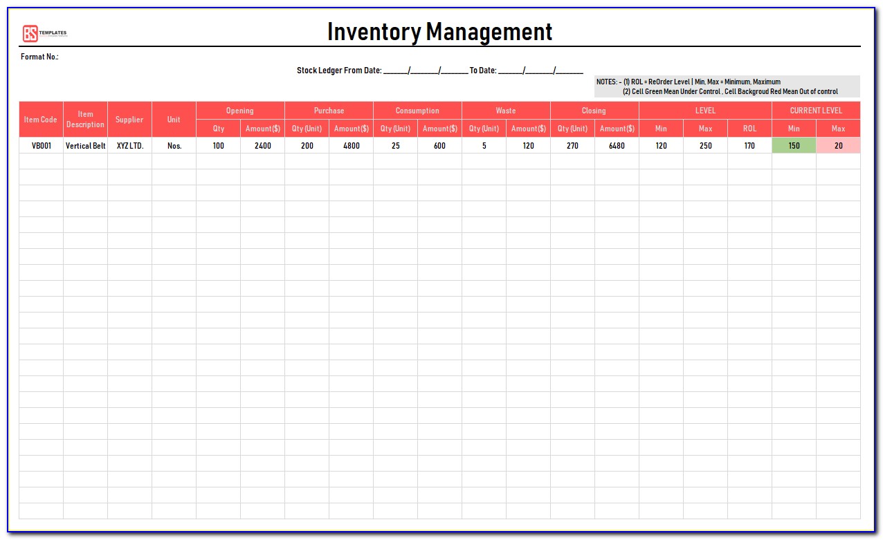 Excel Template For Inventory List