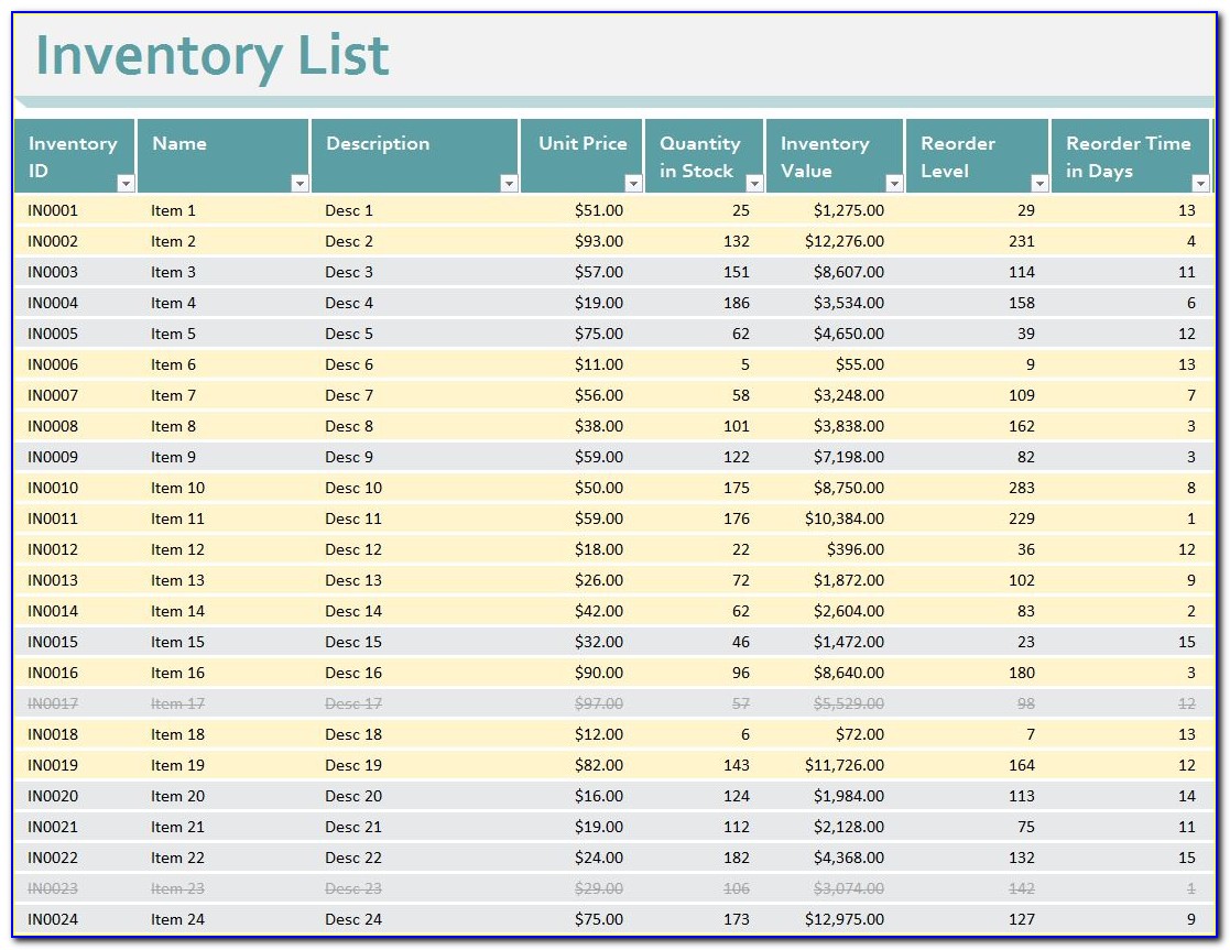 Excel Templates For Inventory And Sales