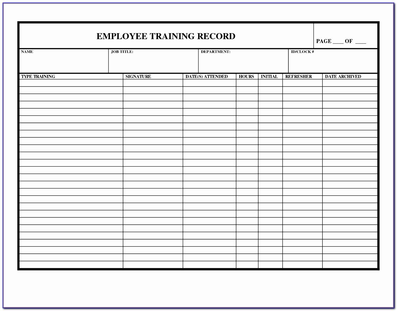 Excel Templates Training Schedule