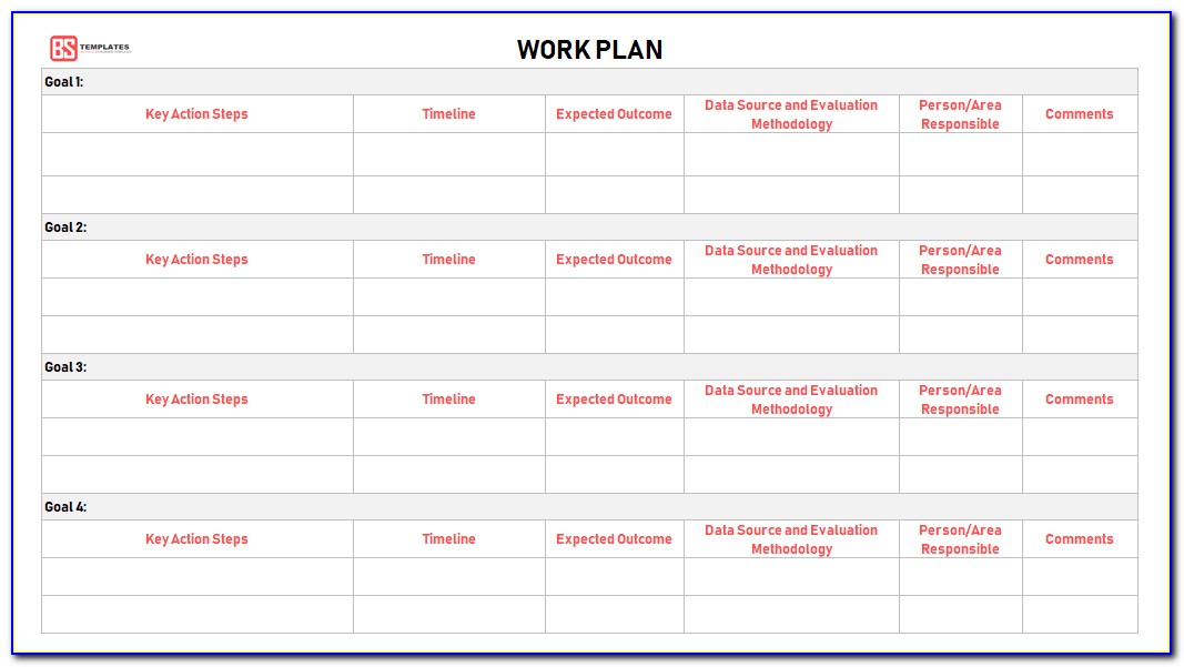 Excel Work Planner Template