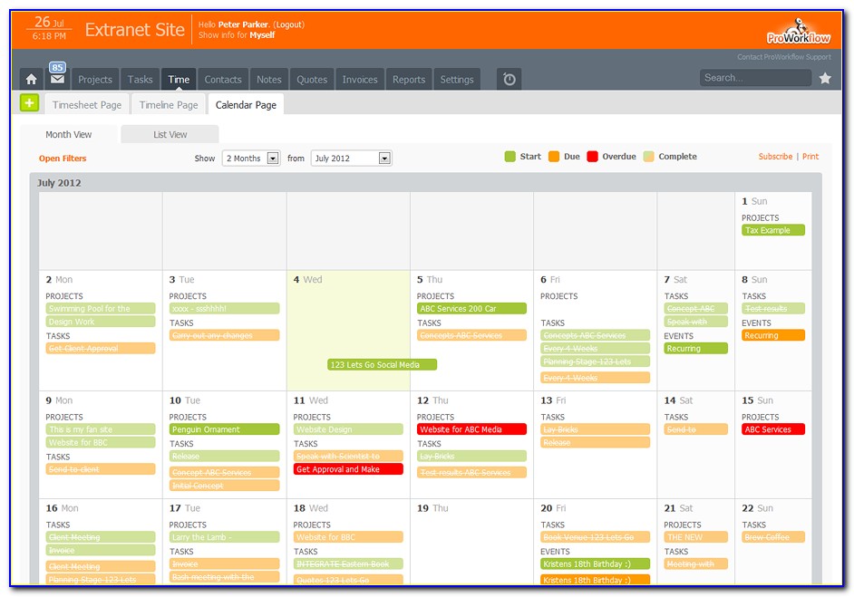 Excel Workflow Calendar Template