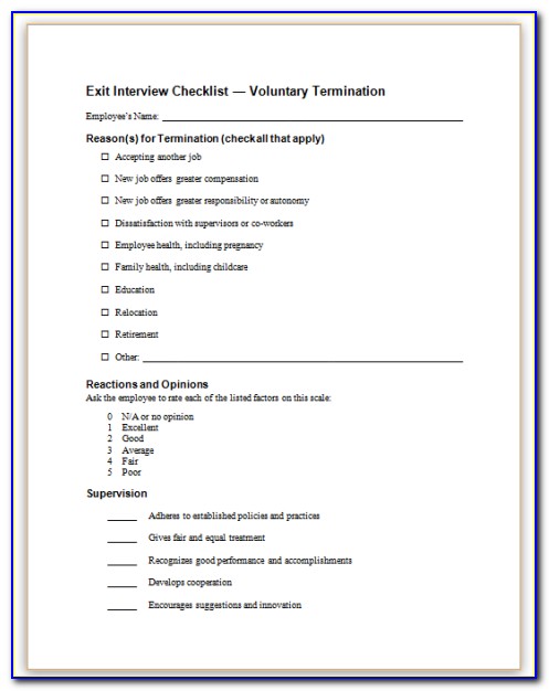 Exit Interview Form Free Download