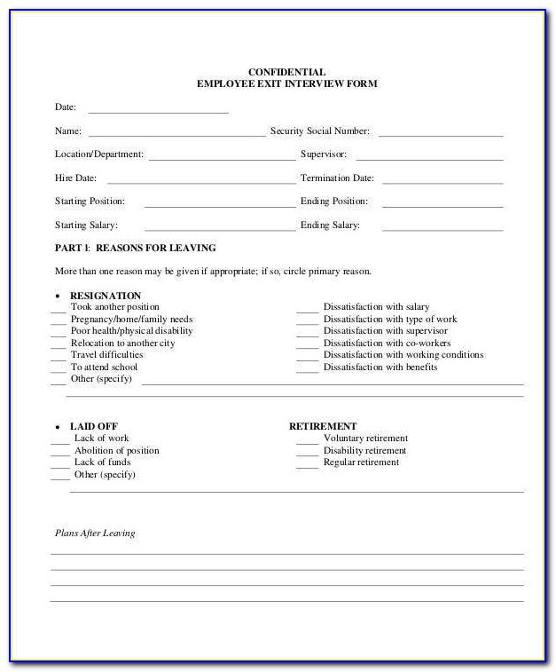 Exit Interview Form Template Doc