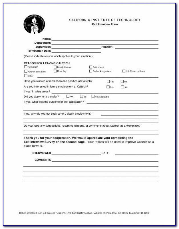 Exit Interview Forms Free