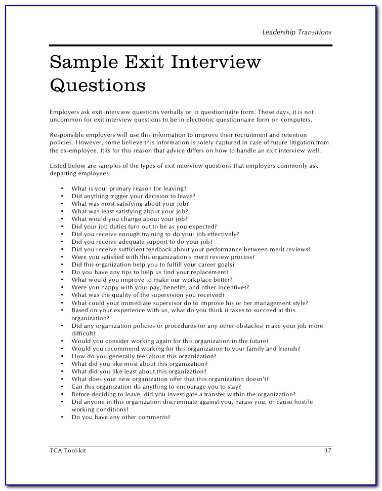 Exit Interview Template Form Nz