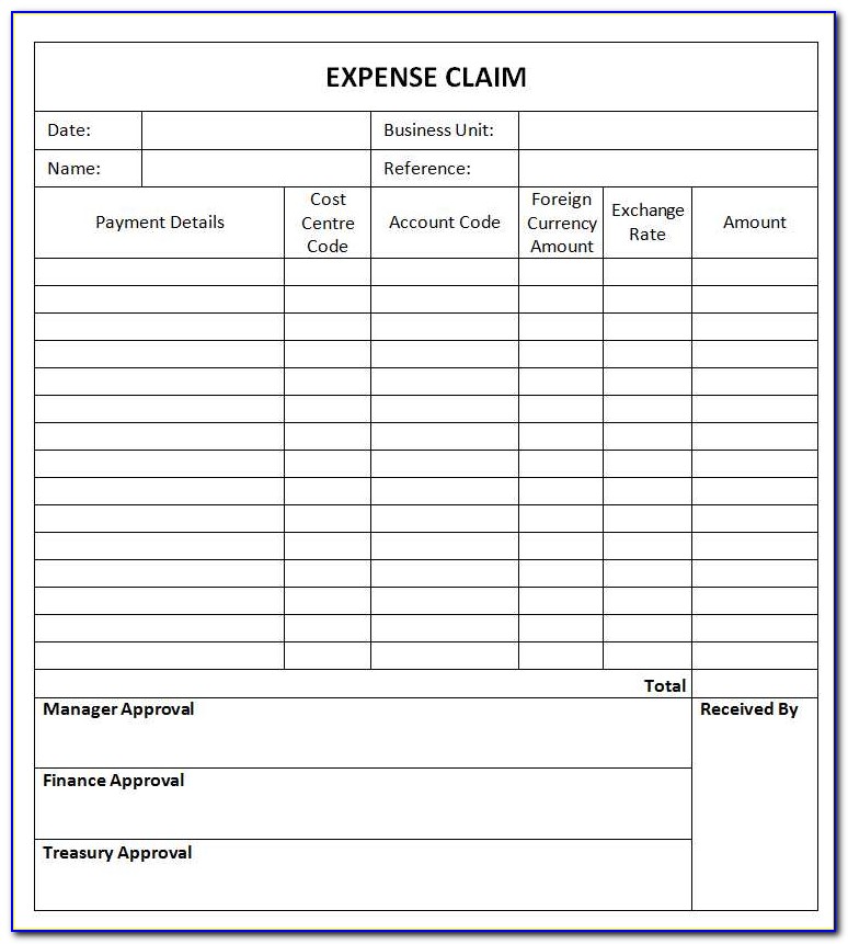 Expense Claim Form Template Australia