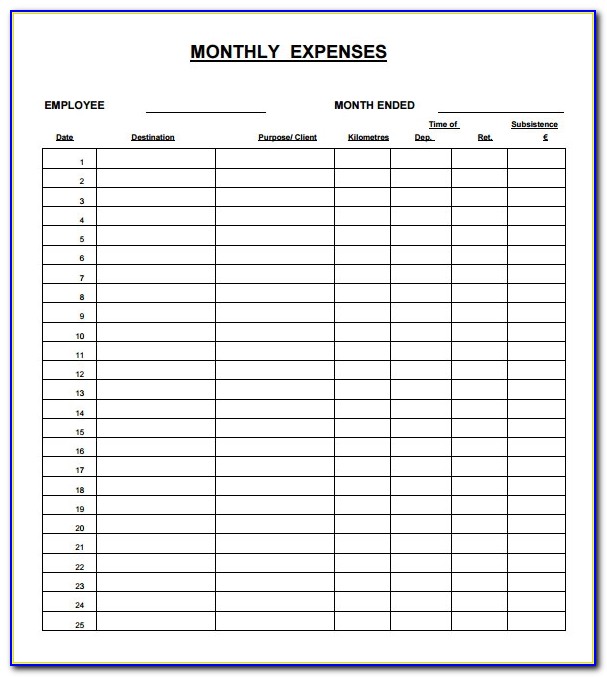 Expense Form Template Excel