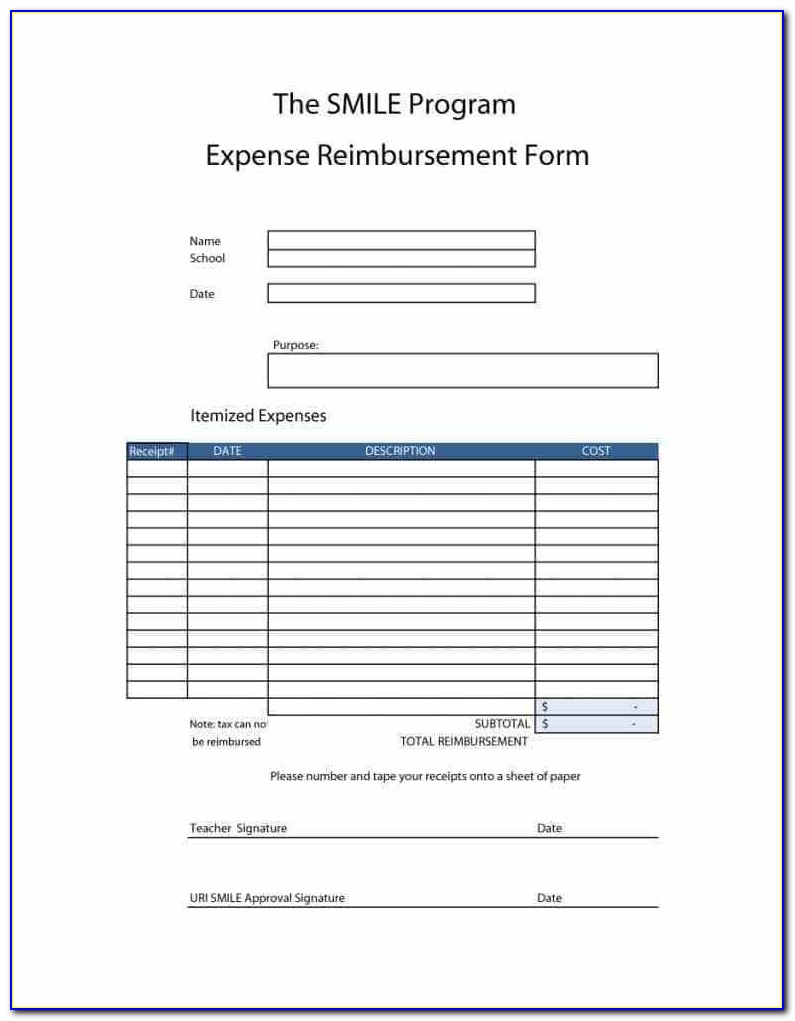 Expense Reimbursement Form Template Word