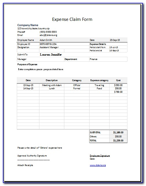 Expense Report Form Word