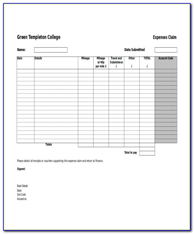 Expense Report Sample Excel