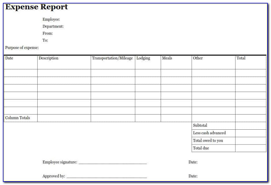 Expense Report Template Number