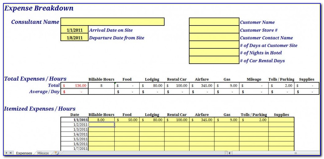 Expense Report Templates Excel