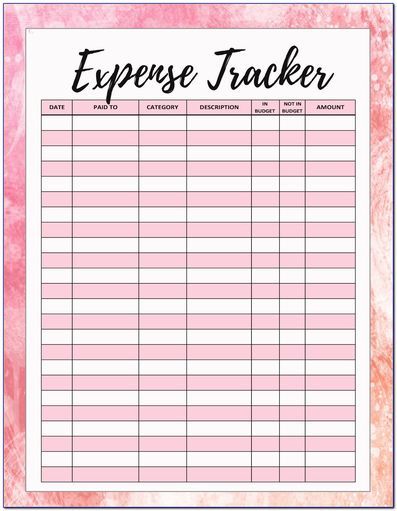 Expense Tracker Template Free