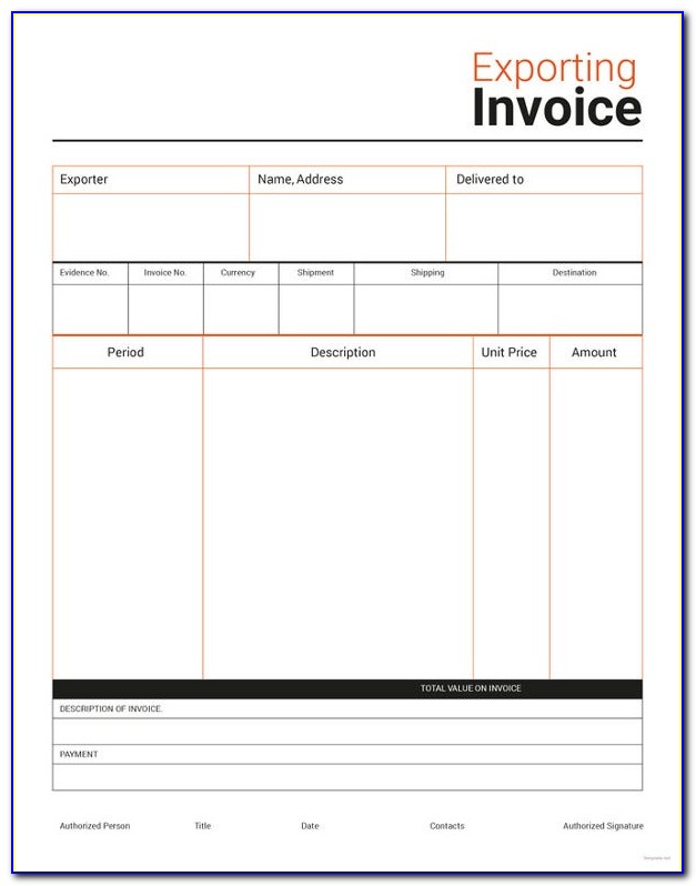 Export Invoice Template India
