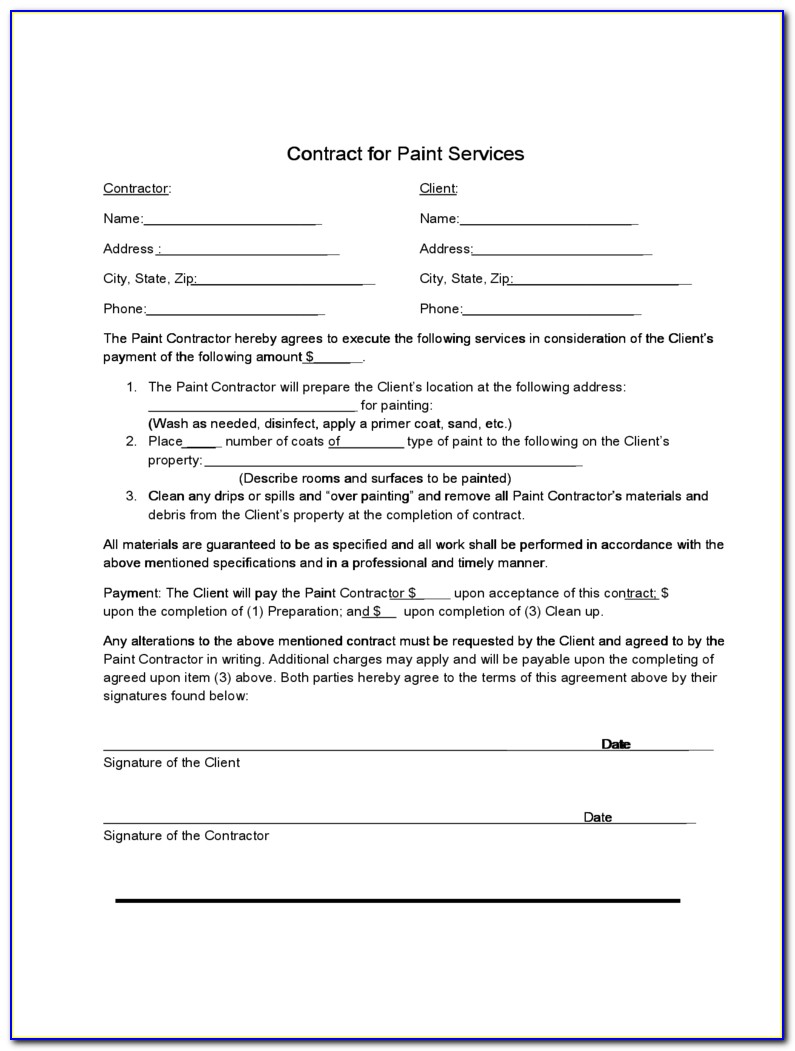 Exterior Painting Contract Forms