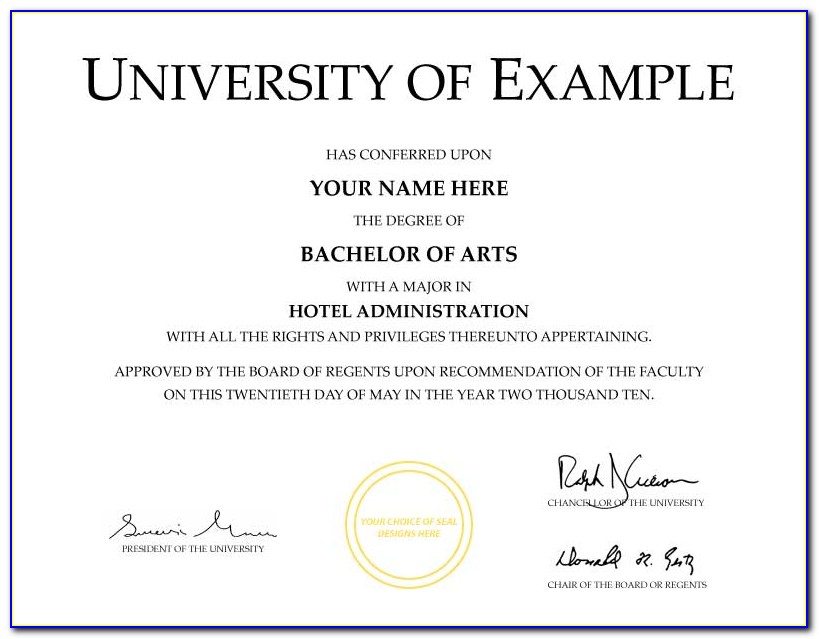 Fake Bachelor Degree Certificate Template