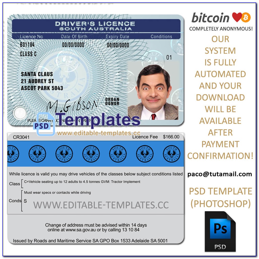 fake drivers license template free